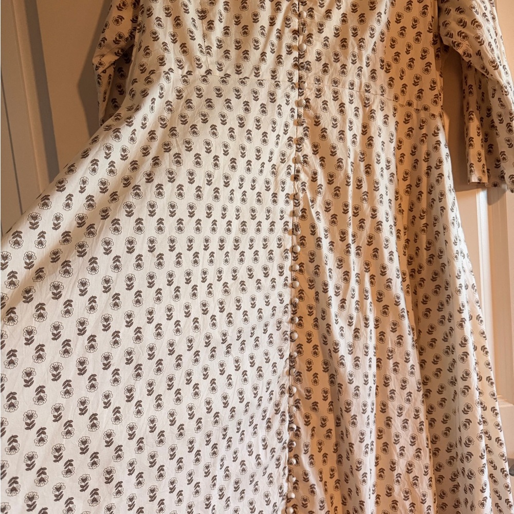 Dainty Jewells Cream Midi Dress with Brown Floral Print - Picture 4 of 4
